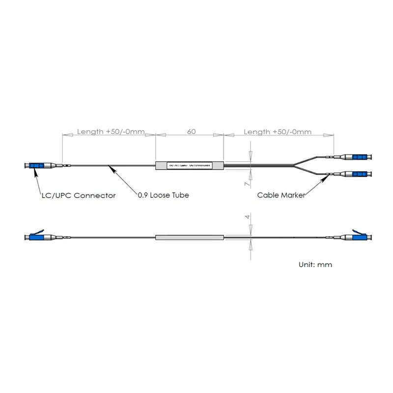1*2 PLC -splitter med LC/UPC -kontakt
